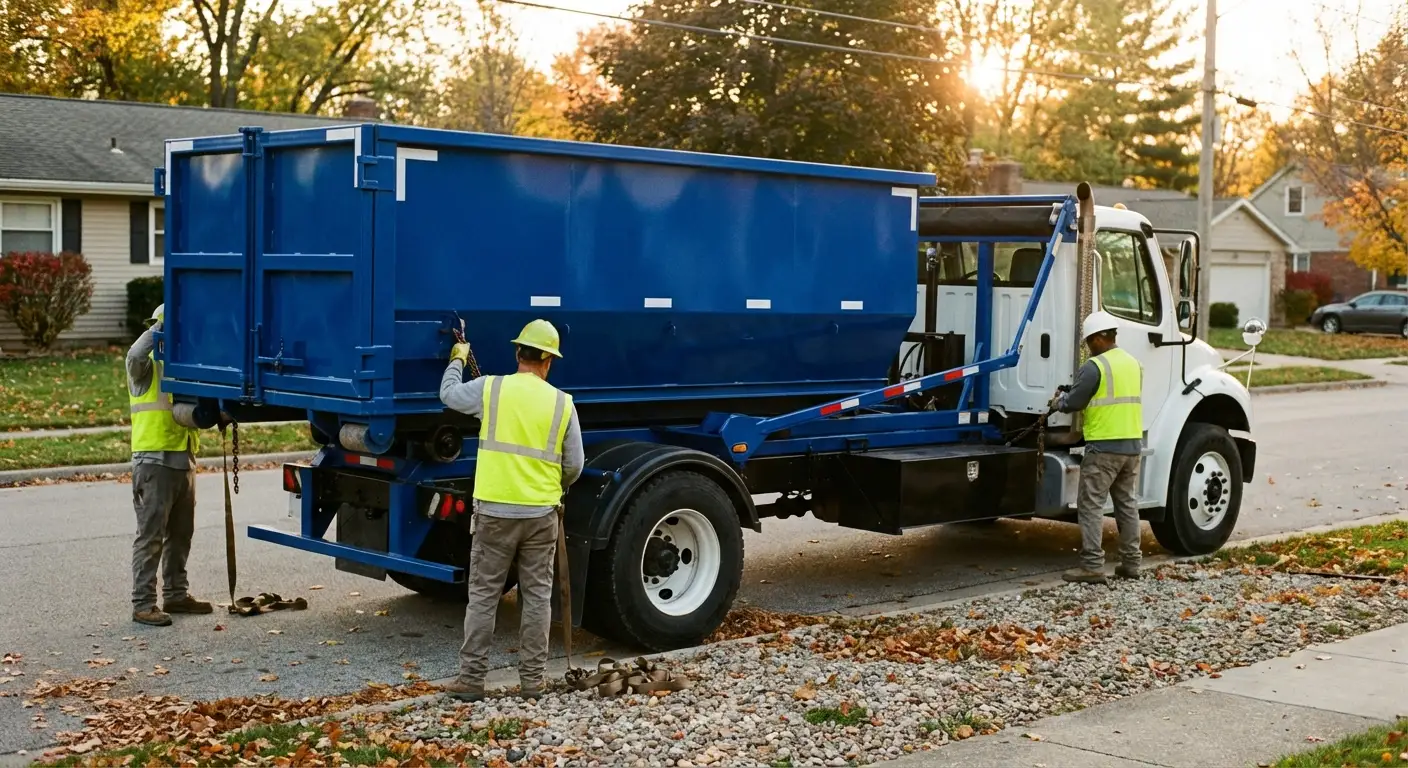 Roll-off dumpster delivery truck in Austin, TX