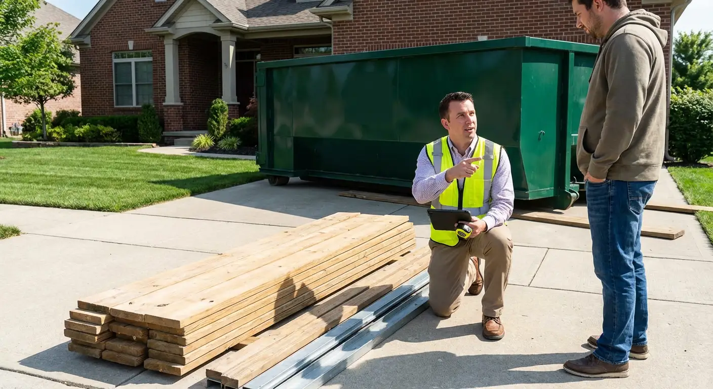 Dumpster rental delivery truck in Austin