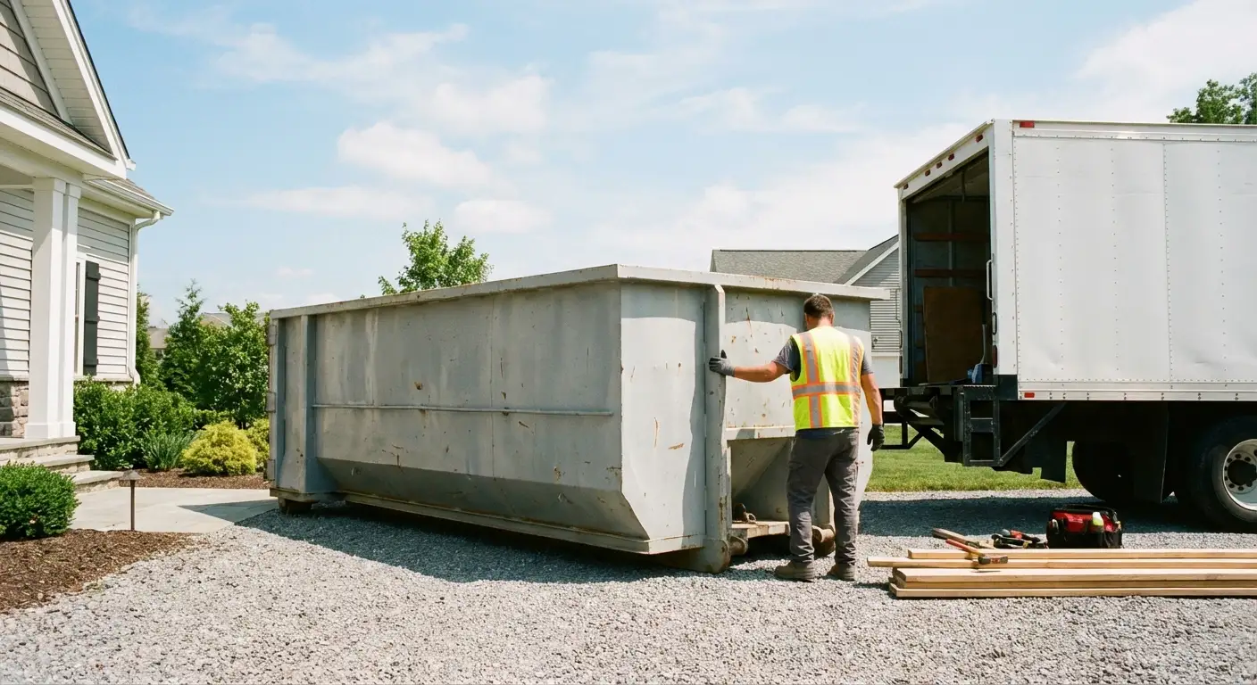 Roll-off dumpster dimensions and footprint visualization in Austin, TX