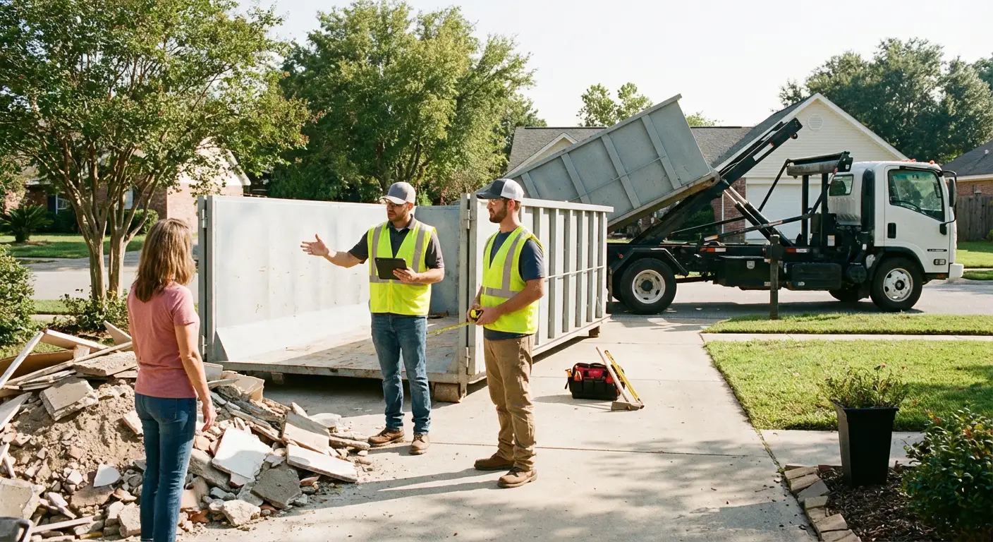 Hill Country Dumpster Rental dumpster delivery truck in Austin, TX