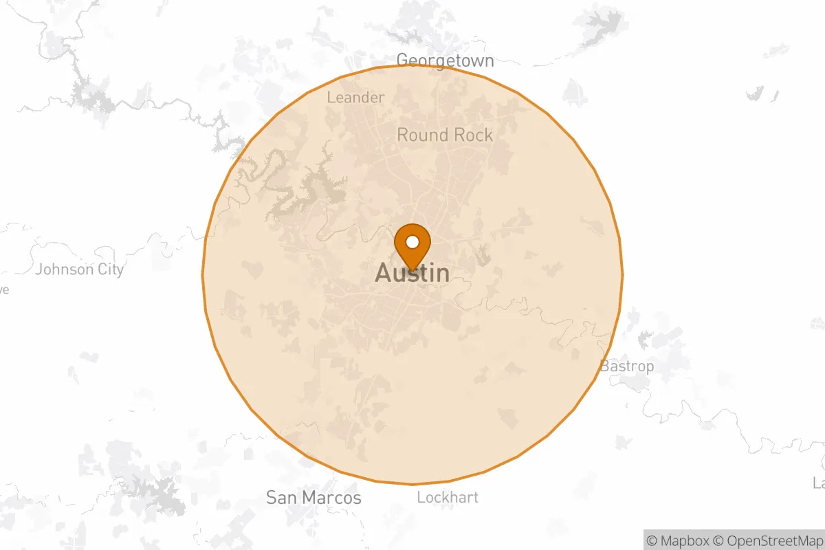 service area service area map in Austin, TX